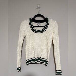 Evereve Cream Cable Knit Scoop Neck Sweater Size XS Tennis Preppy Academia